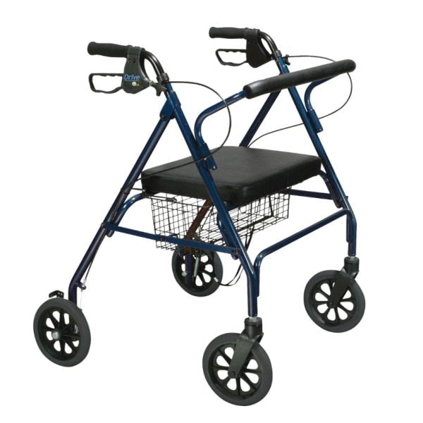 Heavy Duty Bariatric Walker Rollator with Large Padded Seat, Blue