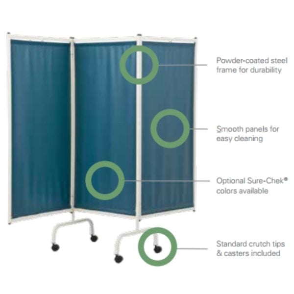 Privess Basic 3 Panel Steel Frame Folding Screen with Standard White Vinyl - Image 3