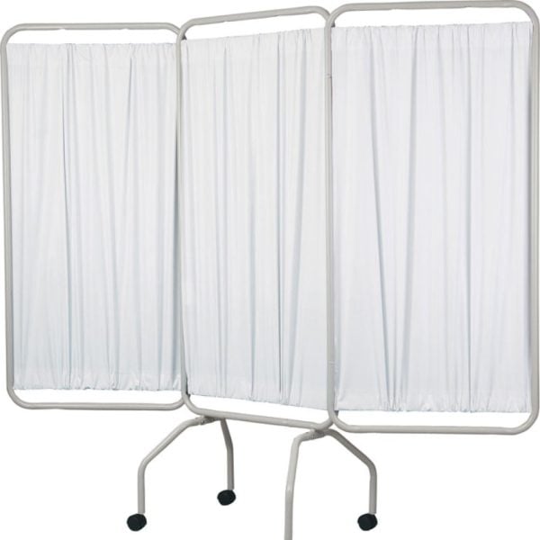 Privess Basic 3 Panel Steel Frame Folding Screen with Standard White Vinyl