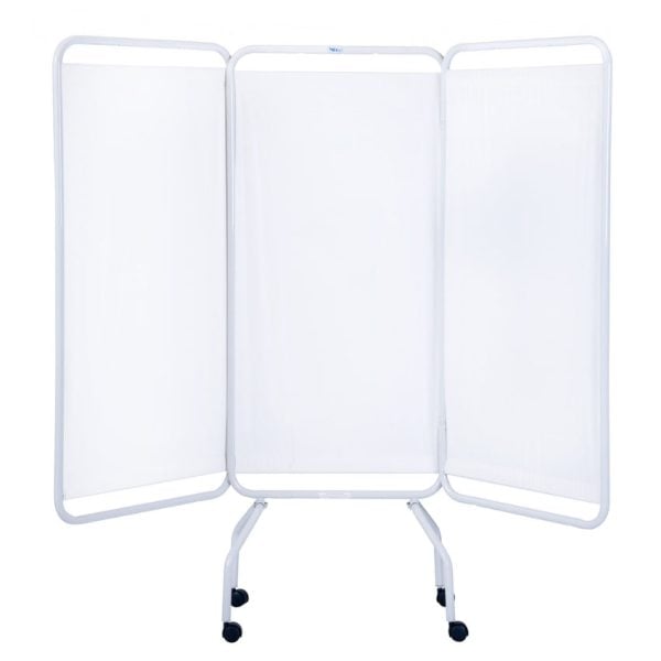 Privess Basic 3 Panel Steel Frame Folding Screen with Standard White Vinyl - Image 2