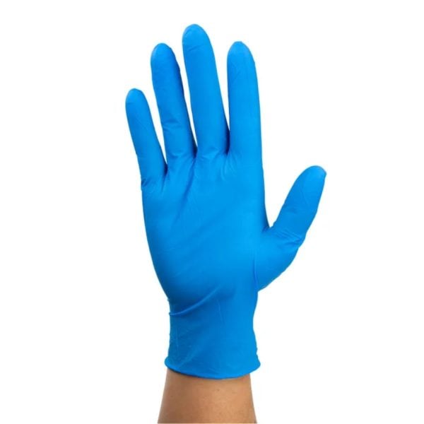 Safe-Touch Blue Nitrile Exam Gloves - Image 3