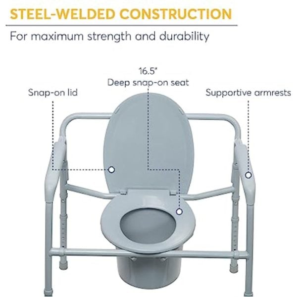 Heavy Duty Bariatric Folding Bedside Commode Seat - Image 3