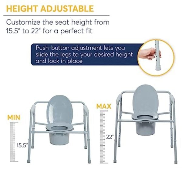 Heavy Duty Bariatric Folding Bedside Commode Seat - Image 5