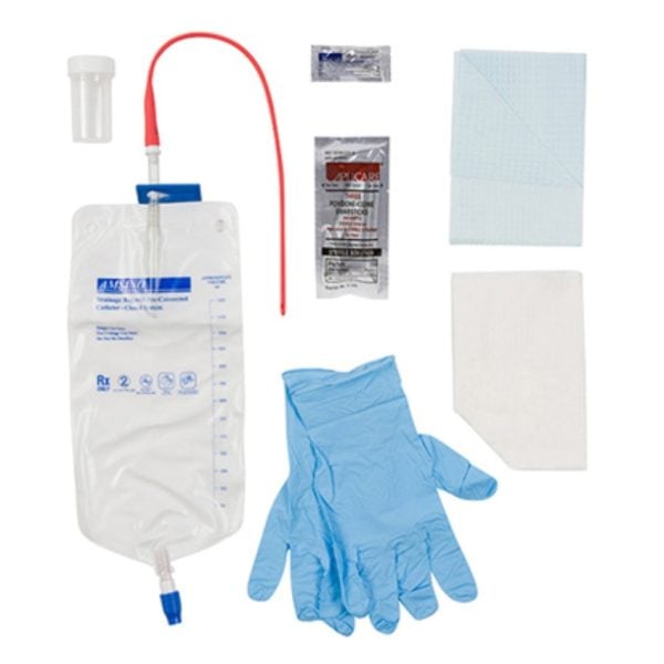 Urethral Catheter Kit with Pre-Connected Drainage Bag - 20/Cs