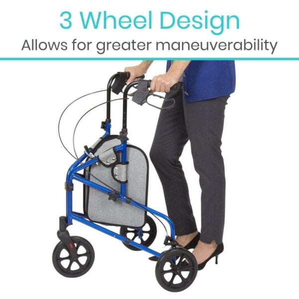 3 Wheel Walker Rollator - Lightweight Foldable Walking Transport - Image 3