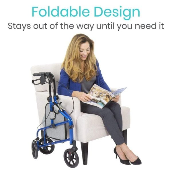 3 Wheel Walker Rollator - Lightweight Foldable Walking Transport - Image 5