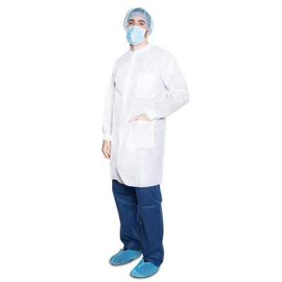 Small Lab Coat with Pockets - Knit Cuffs - 10 per Bag