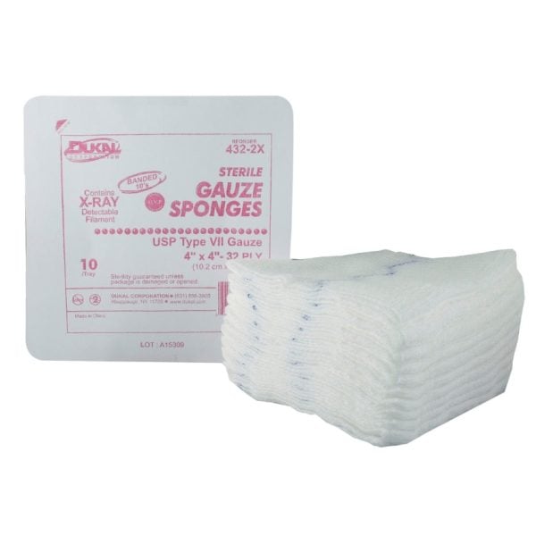 Sterile X-Ray Detectable Type VII Gauze Sponges, 4" x 4"