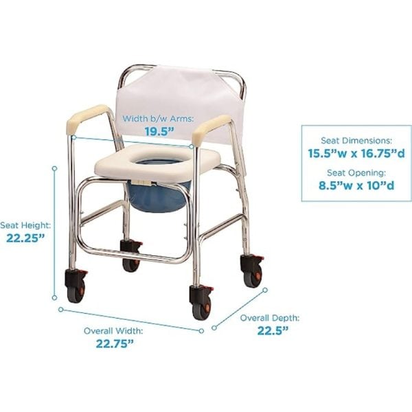 Shower-Commode Chair with Wheels - Image 6