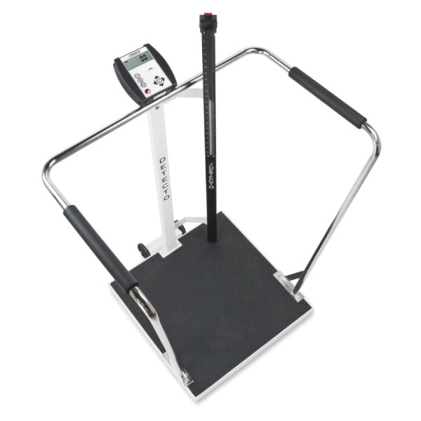 Waist-High Stand-On BMI Scale with Manual Height Rod