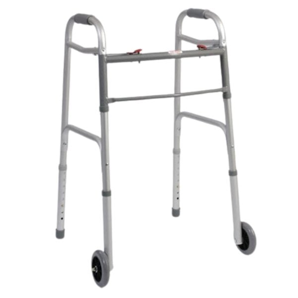 Dual Button Folding Walker with Heels