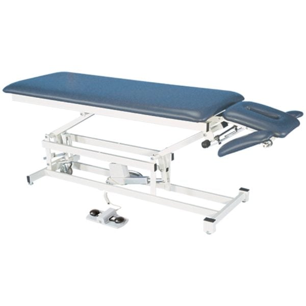 Two Piece Top Power Adjustable Treatment Table with Face Opening and Armrests