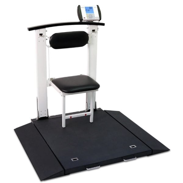 3-in-1 Portable Standing, Seated, or Wheelchair Weighing Scale with Handrail and Seat - Image 2