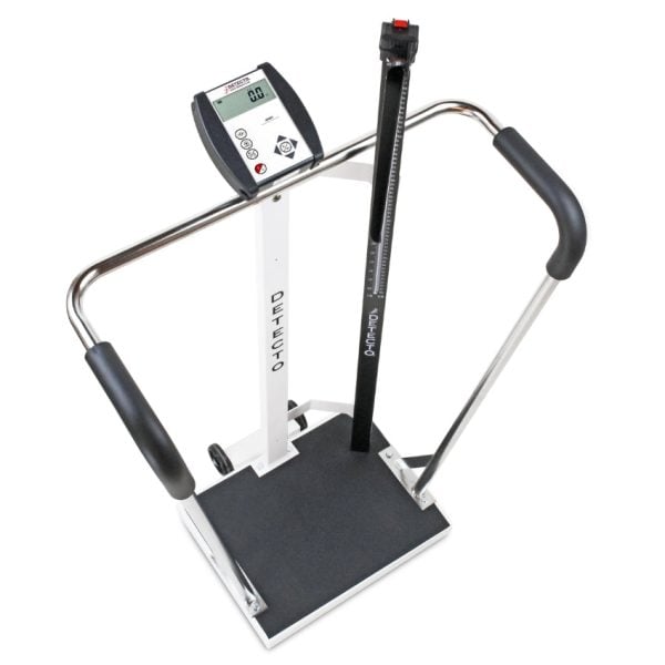 600 lbs Capacity Waist-High Stand-On BMI Scale with Manual Height Rod