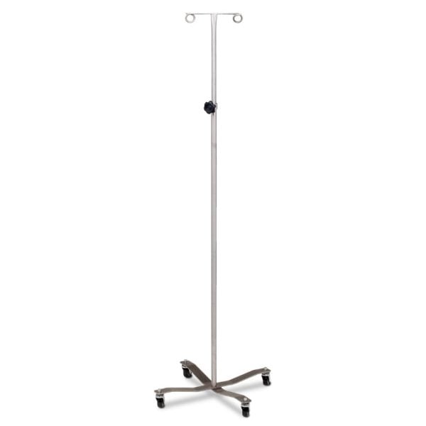 Economy Stainless Steel IV Pole with Welded 2-Hook Top