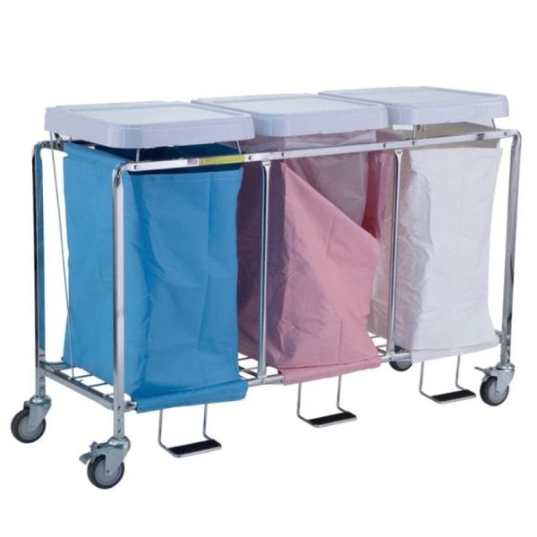 Triple Deluxe Easy Access Hamper with Foot Pedal