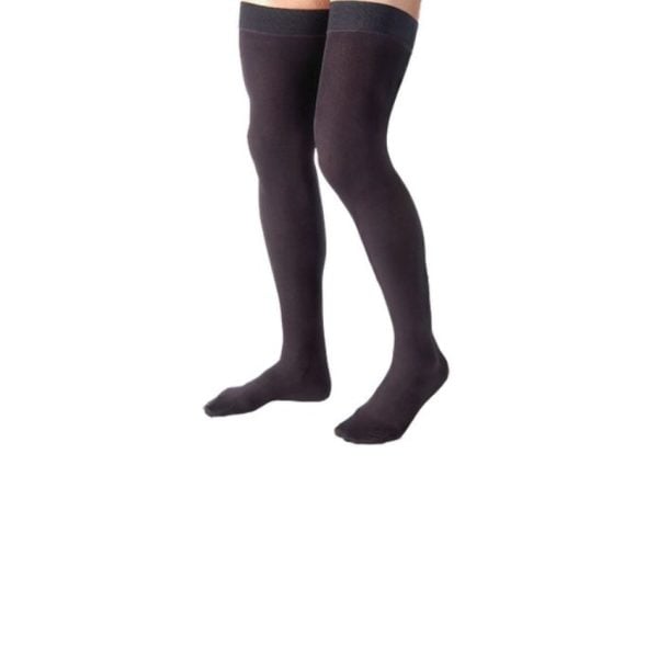 ForMen Closed-Toe Thigh High Stockings, 15 to 20 mmHg, Black