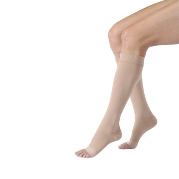 Open-Toe Knee High-Stockings, 30 to 40 mmHg, Beige