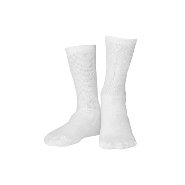 SensiFoot™ Diabetic Closed-Toe Crew Socks, 8-15 mmHg, White