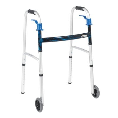 Trigger Release Folding Walker - 5" Wheels - Adjustable Height
